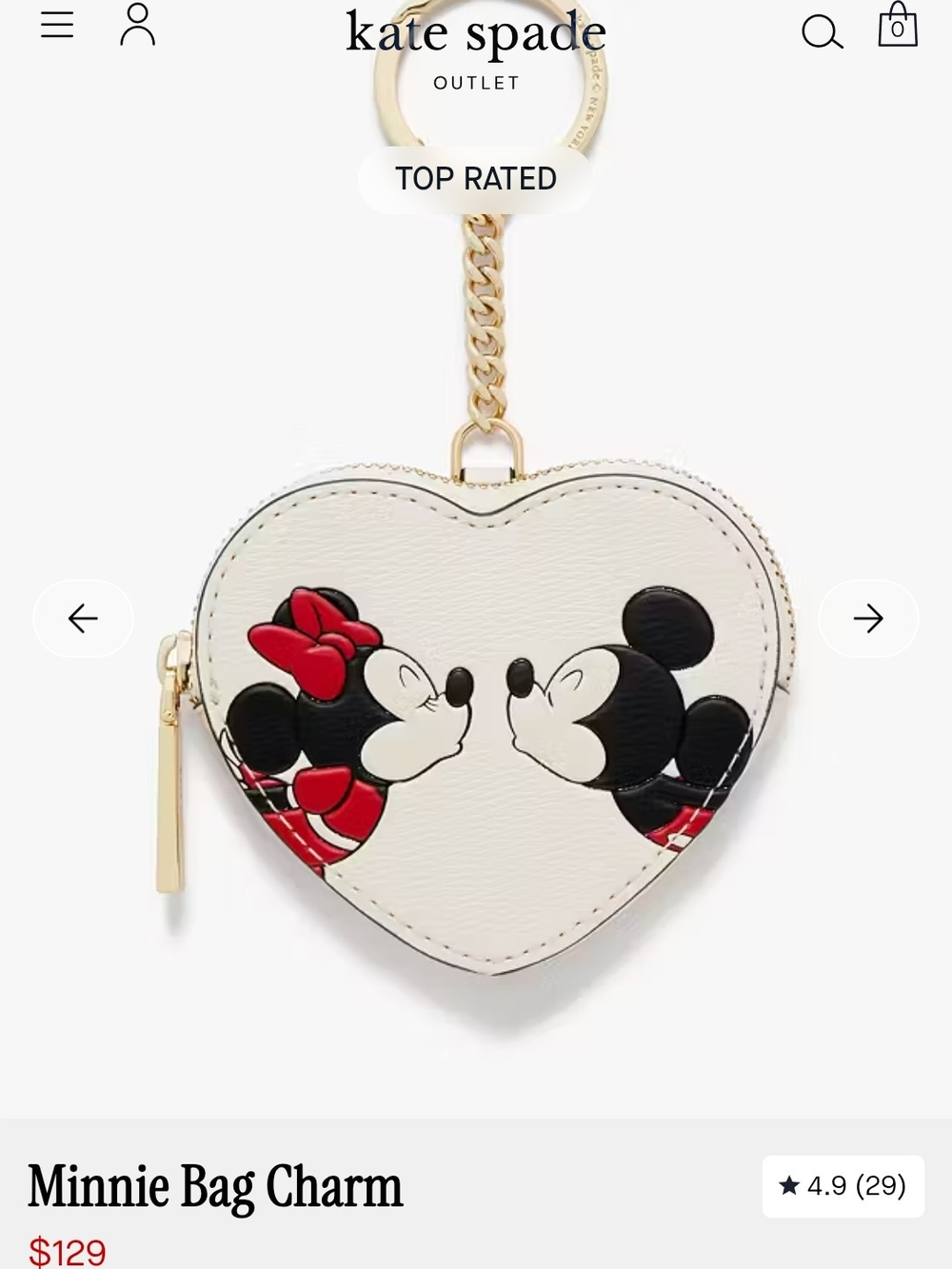 Kate Spade Heart-Shaped Minnie & Mickey Bag Charm